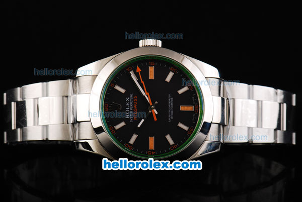 Rolex Milgauss Oyster Perpetual Rolex 3131 Automatic Movement Full Steel with Black Dial - Click Image to Close